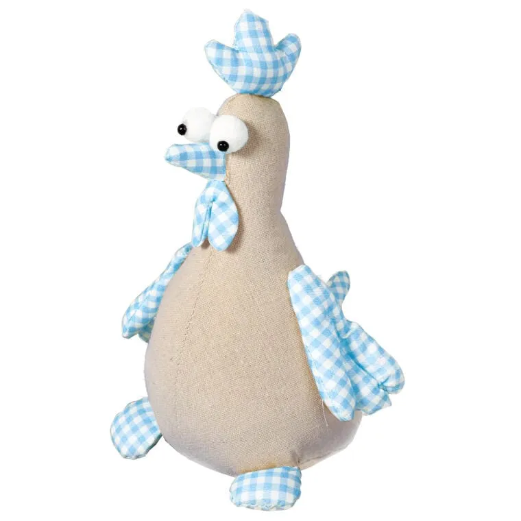 Dekoracyjna Figurka Wielkanocna - Stojąca Kura Z Materiału, Niebieska, 25 cm
