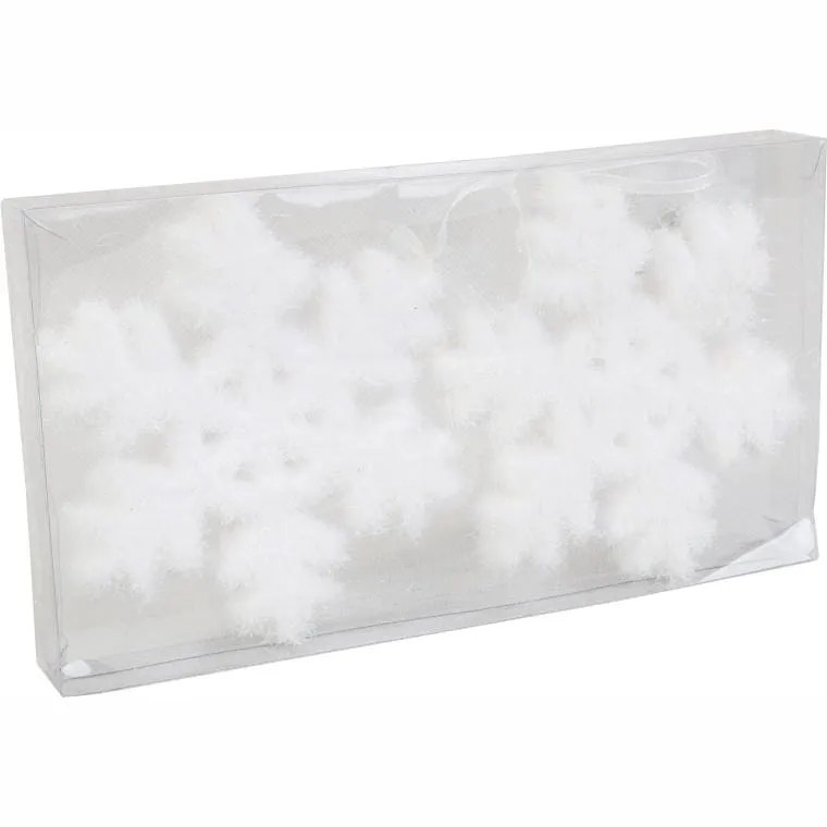 Komplet 2 Białych Opalizujących Śnieżynek Styropianowych 11cm W Boxie PVC