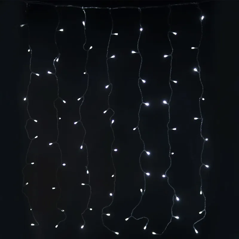 Kurtyna Świetlna LED Sople 100 Diód, Zimny Biały, 3m, 6W Energooszczędna, Zasilanie Sieciowe