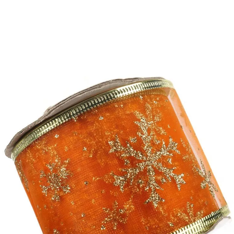 Wstążka Dekoracyjna 6.5 cm Na Szpuli - Pomarańczowa