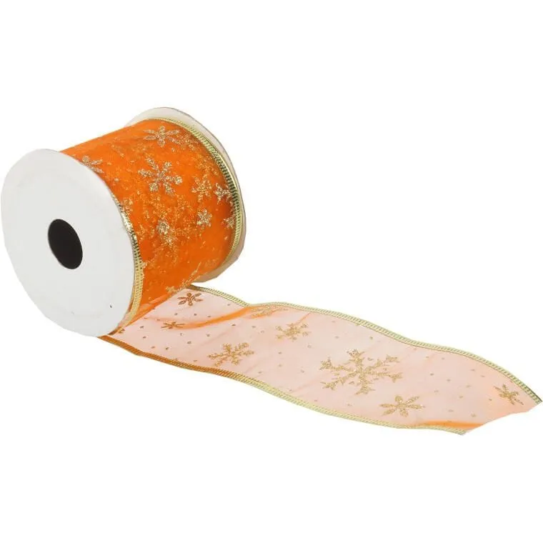 Wstążka Dekoracyjna 6.5 cm Na Szpuli - Pomarańczowa