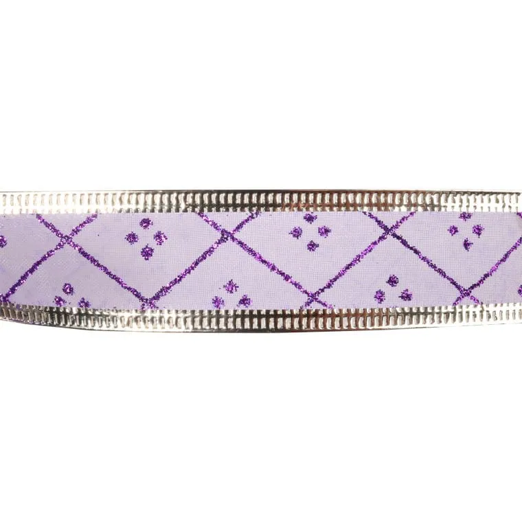 Wstążka Świąteczna Do Formowania Ze Srebrnym Obrzeżem 3cm X 2,7m - Fioletowa
