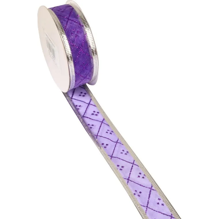 Wstążka Świąteczna Do Formowania Ze Srebrnym Obrzeżem 3cm X 2,7m - Fioletowa