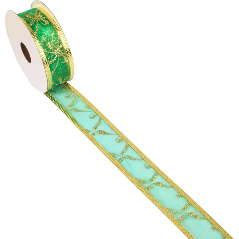 Świąteczna Wstążka Dekoracyjna Do Formowania 3cm X 2,7m - Zielono-Złota