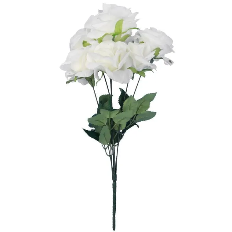 Bukiet 7 Rozwiniętych Róż 42 cm Kolor - Biały