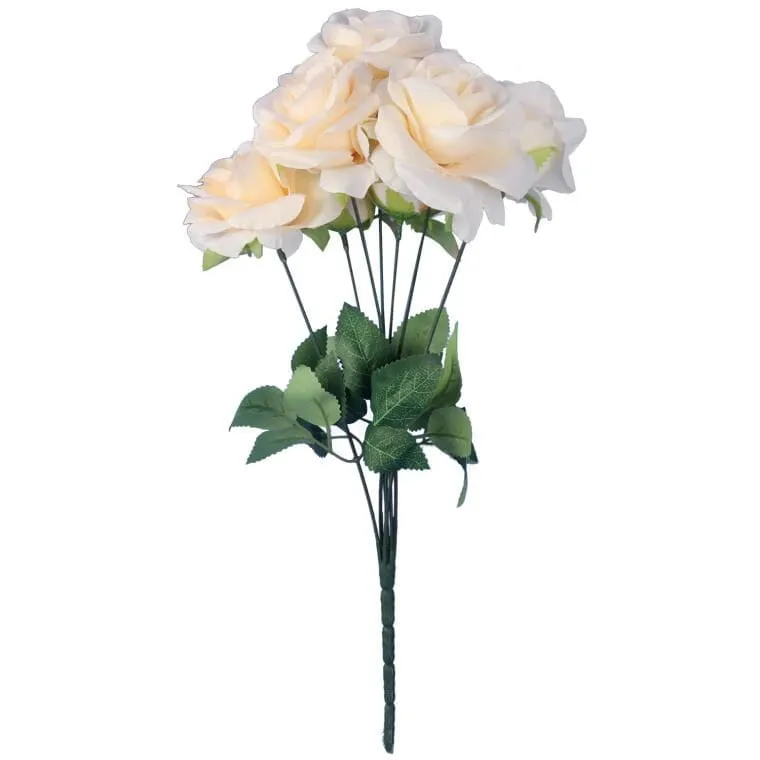 Bukiet 7 Rozwiniętych Róż 42 cm Kolor - Kremowy