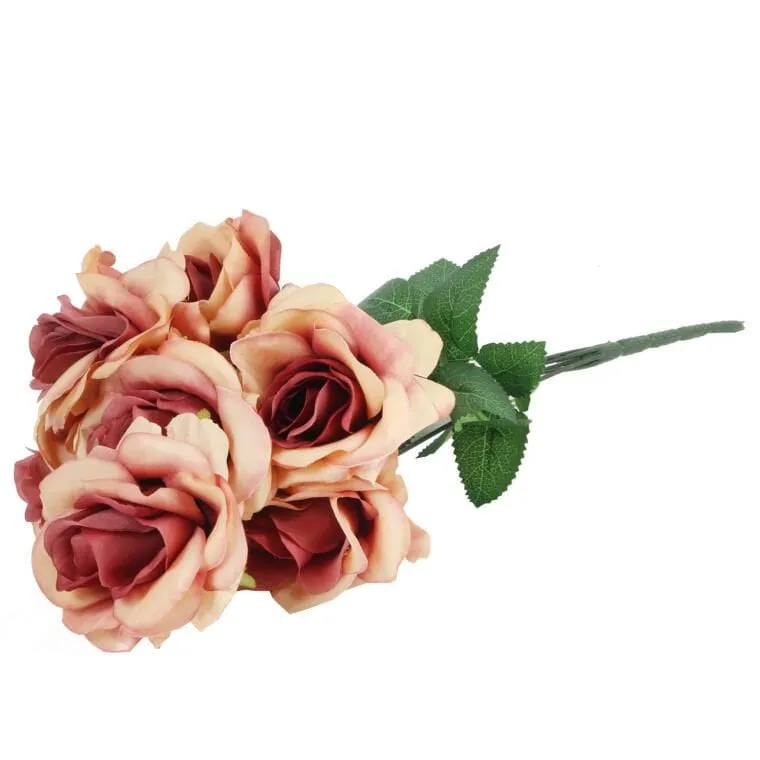 Bukiet 7 Rozwiniętych Róż 42 cm Kolor Łososiowy