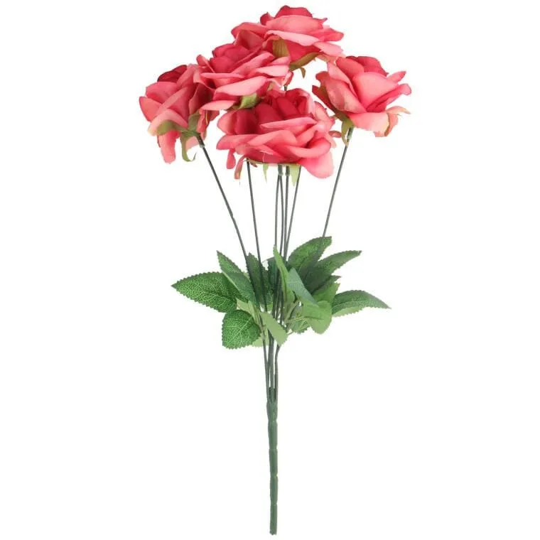 Bukiet 7 Rozwiniętych Róż 42 cm Kolor - Różowy