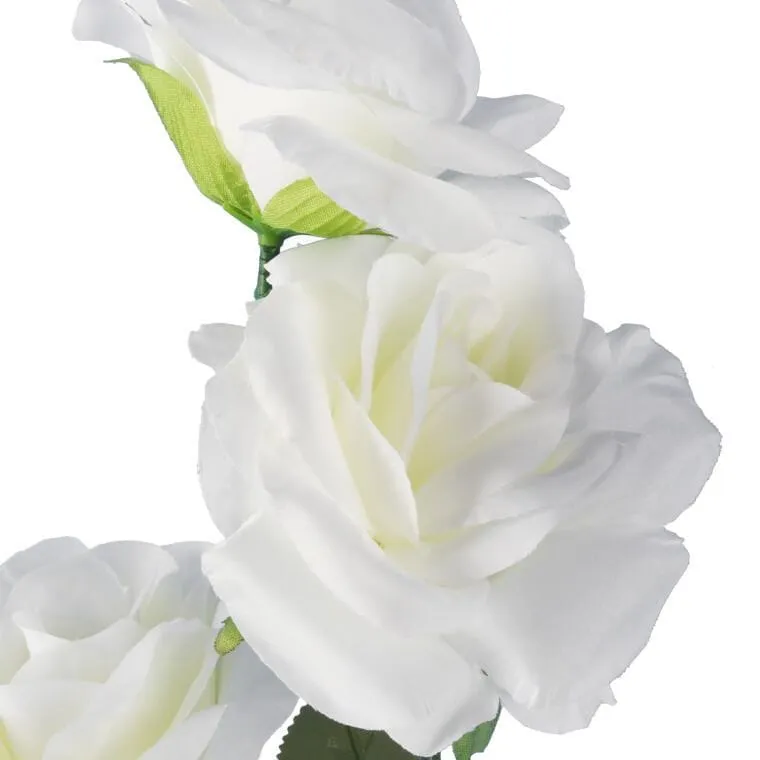 Gałązka 3 Rozwiniętych Róż 68 cm Kolor - Biały