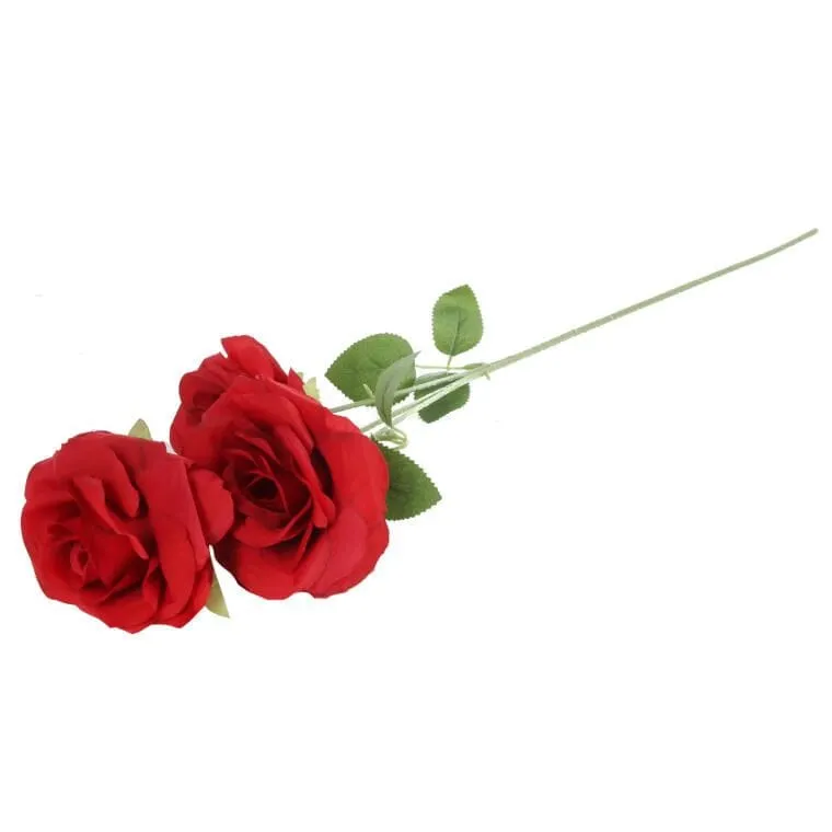 Gałązka 3 Rozwiniętych Róż 68 cm Kolor - Czerwony