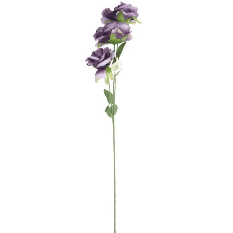 Gałązka 3 Rozwiniętych Róż 68 cm Kolor - Fioletowy