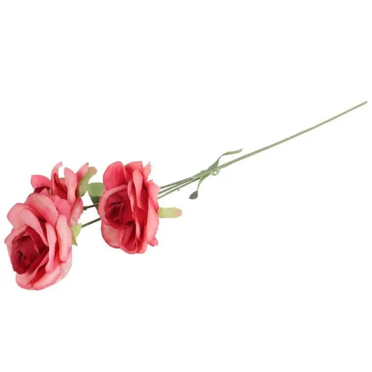 Gałązka 3 Rozwiniętych Róż 68 cm Kolor - Różowy