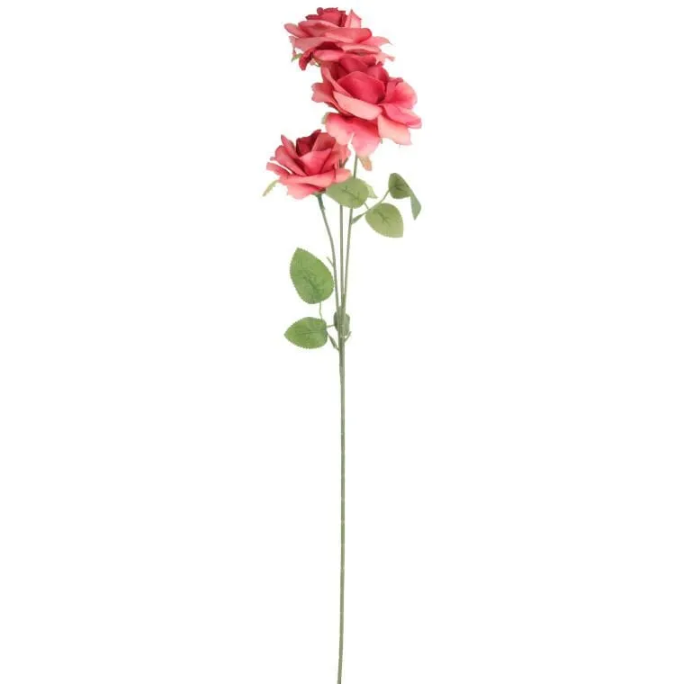 Gałązka 3 Rozwiniętych Róż 68 cm Kolor - Różowy