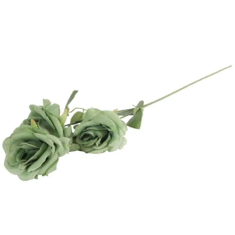 Gałązka 3 Rozwiniętych Róż 68 cm Kolor - Zielony
