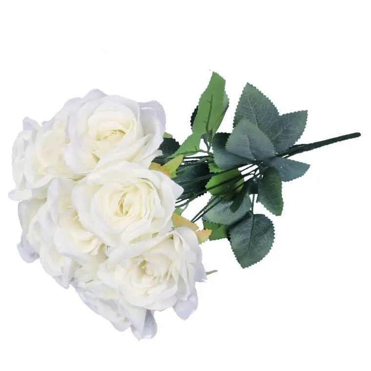 Bukiet 9 Eleganckich Róż 48 cm Kolor - Biały