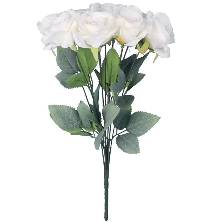 Bukiet 9 Eleganckich Róż 48 cm Kolor - Biały