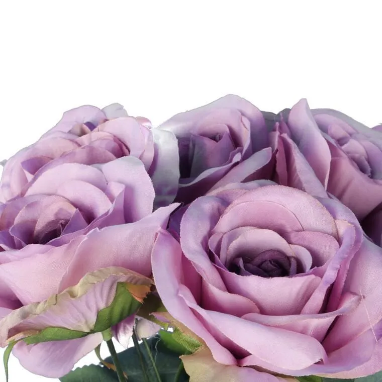 Bukiet 9 Eleganckich Róż 48 cm Kolor Fioetowy