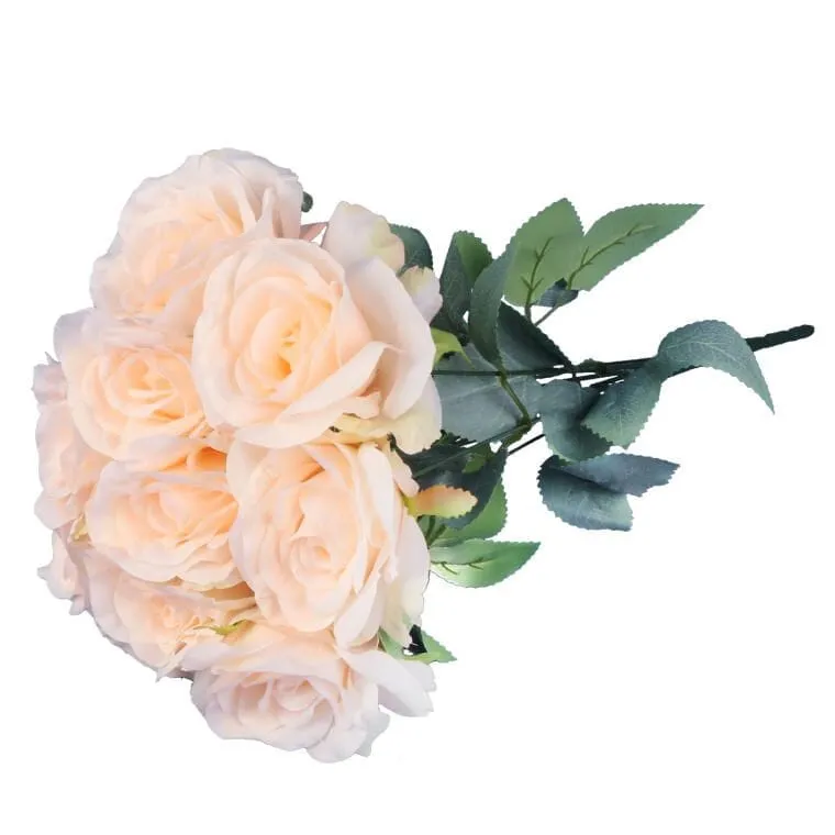 Bukiet 9 Eleganckich Róż 48 cm Kolor - Kremowy