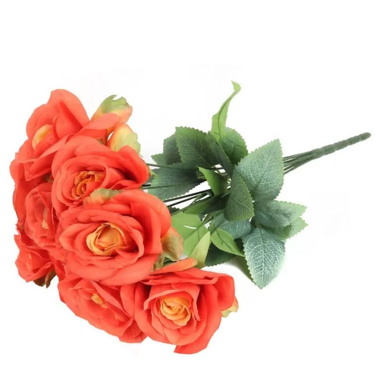 Bukiet 9 Eleganckich Róż 48 cm Kolor - Pomarańczowy