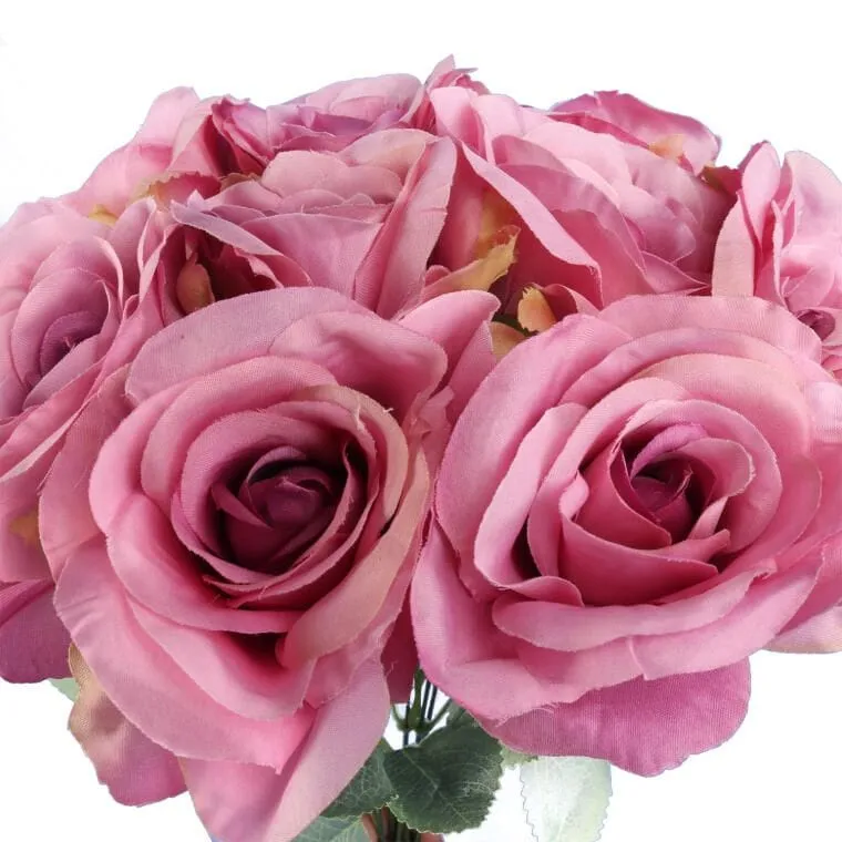 Bukiet 9 Eleganckich Róż 48 cm Kolor Pudrowy Róż