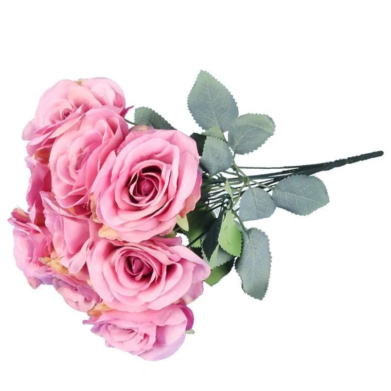 Bukiet 9 Eleganckich Róż 48 cm Kolor Pudrowy Róż