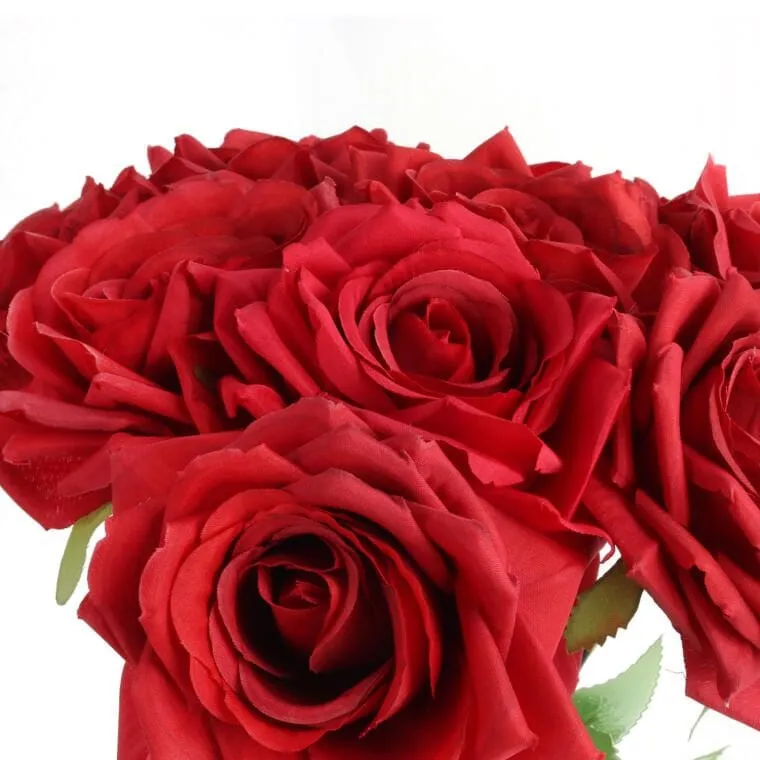Bukiet 9 Rozwiniętych Róż 48 cm Kolor - Czerwony