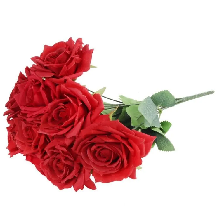 Bukiet 9 Rozwiniętych Róż 48 cm Kolor - Czerwony