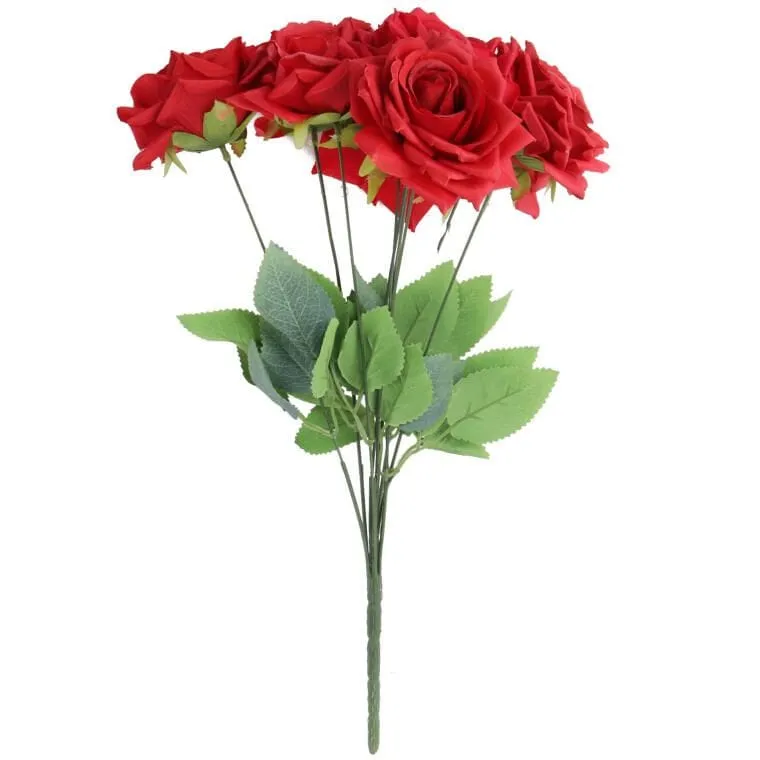 Bukiet 9 Rozwiniętych Róż 48 cm Kolor - Czerwony