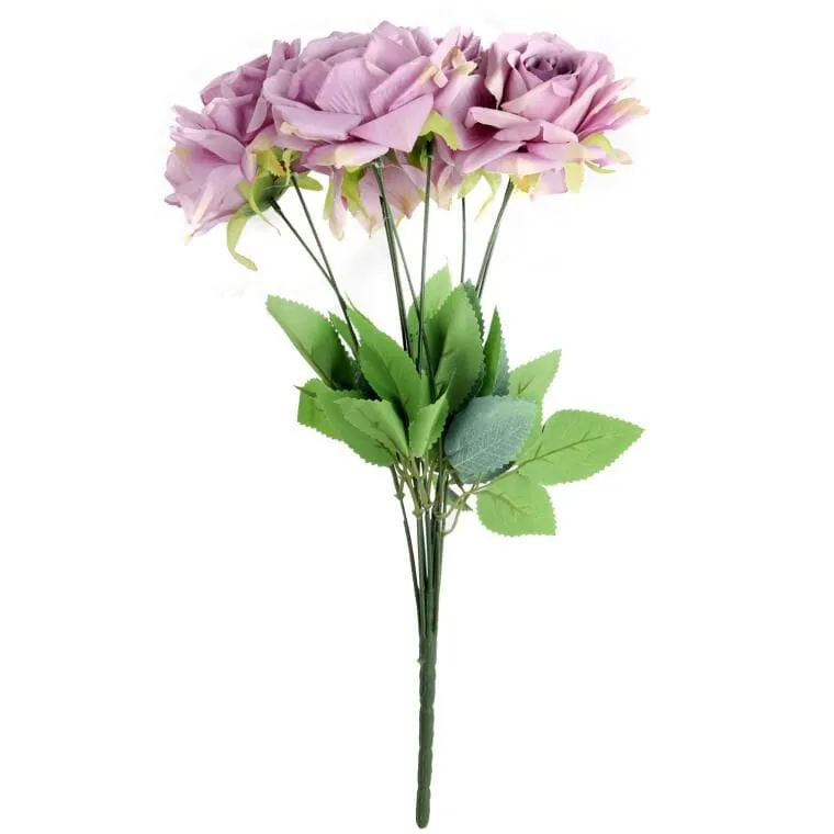 Bukiet 9 Rozwiniętych Róż 48 cm Kolor - Fioletowy