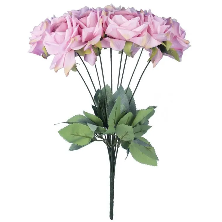 Bukiet 9 Rozwiniętych Róż 48 cm Kolor Jasny Fiolet