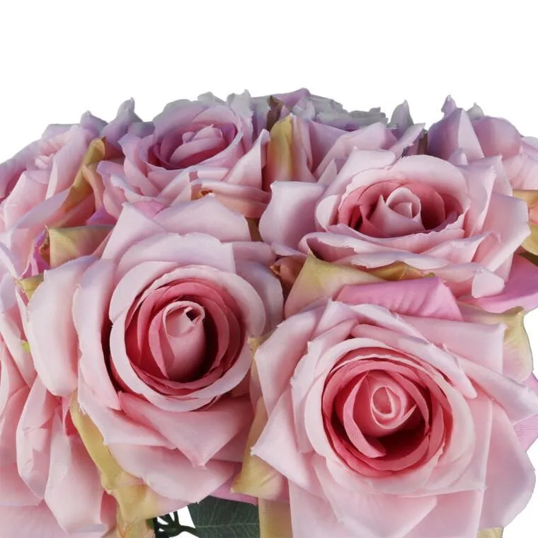 Bukiet 9 Rozwiniętych Róż 48 cm Kolor Jasny Róż