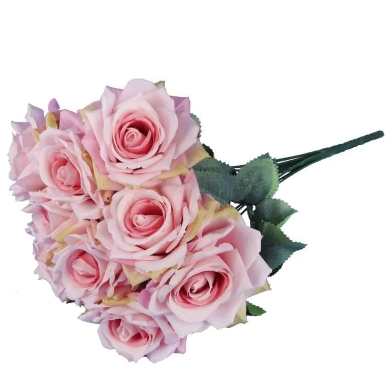Bukiet 9 Rozwiniętych Róż 48 cm Kolor Jasny Róż