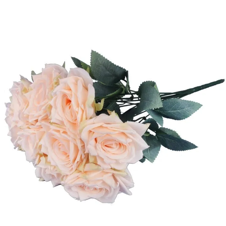 Bukiet 9 Rozwiniętych Róż 48 cm Kolor - Kremowy