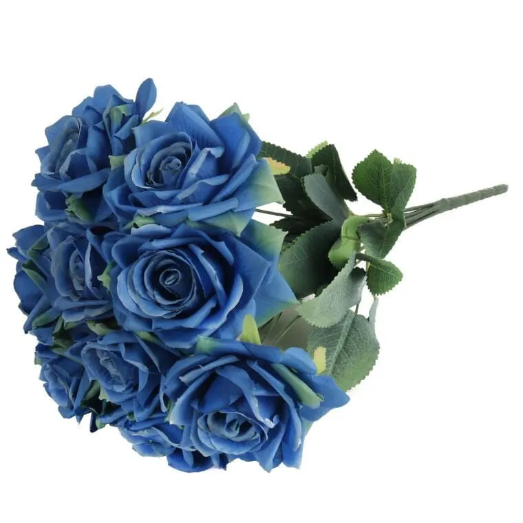 Bukiet 9 Rozwiniętych Róż 48 cm Kolor - Niebieski