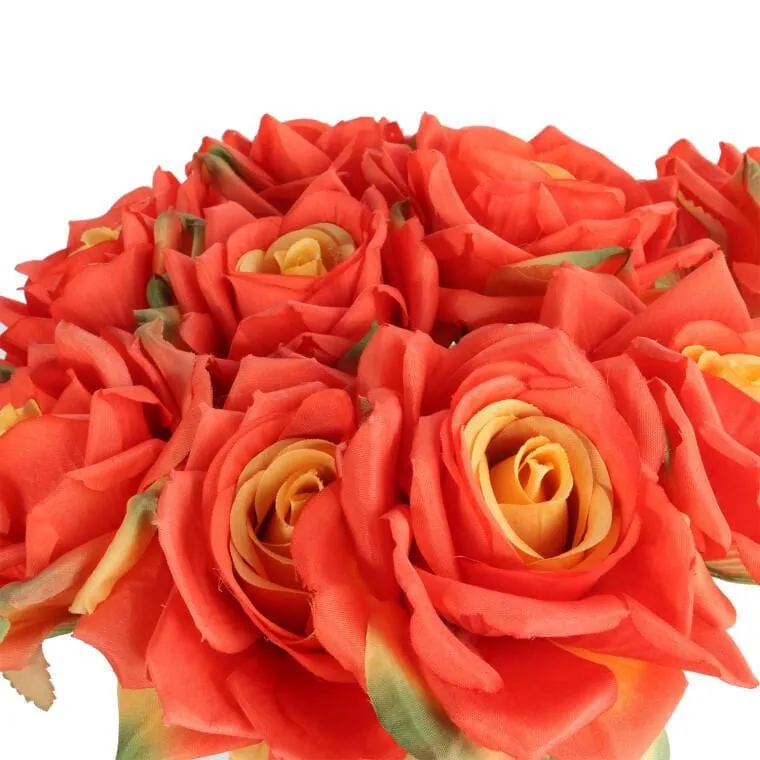 Bukiet 9 Rozwiniętych Róż 48 cm Kolor - Pomarańczowy