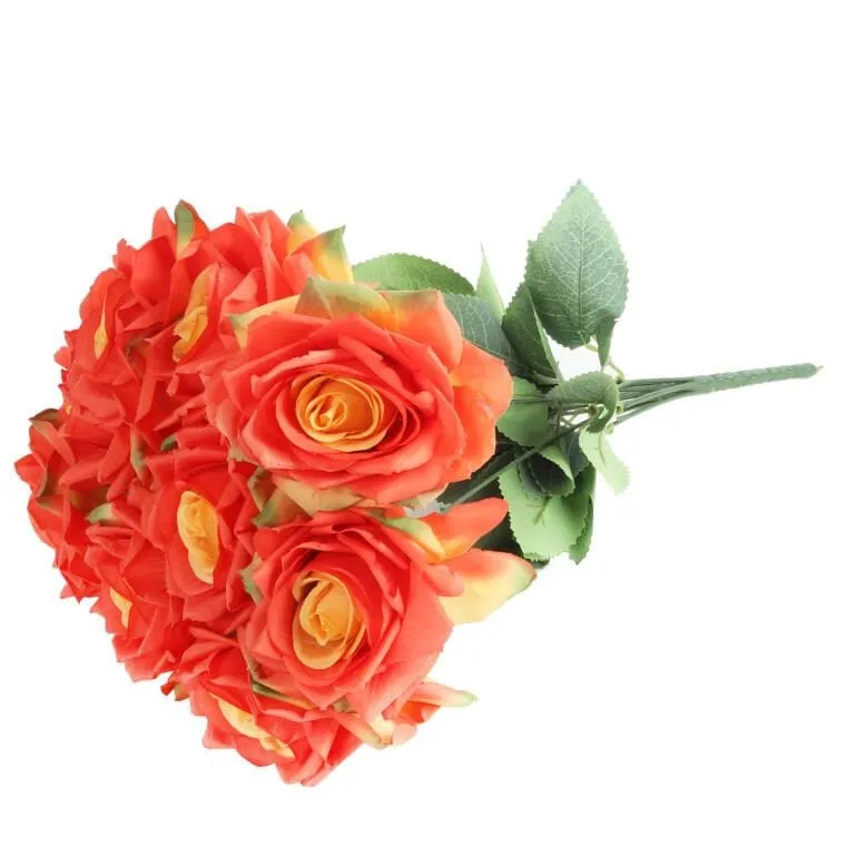 Bukiet 9 Rozwiniętych Róż 48 cm Kolor - Pomarańczowy
