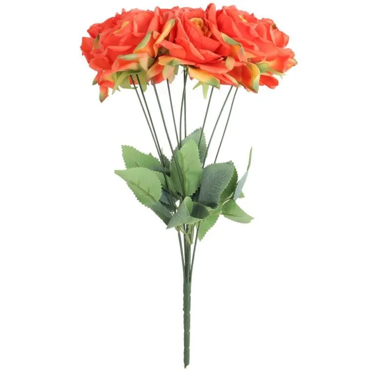 Bukiet 9 Rozwiniętych Róż 48 cm Kolor - Pomarańczowy