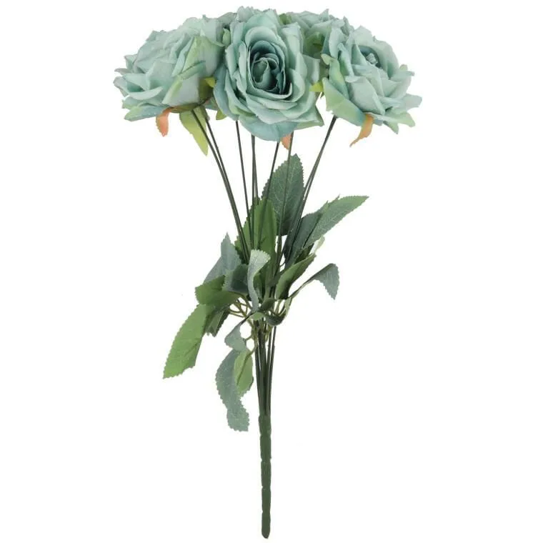 Bukiet 9 Rozwiniętych Róż 48 cm Kolor - Zielony