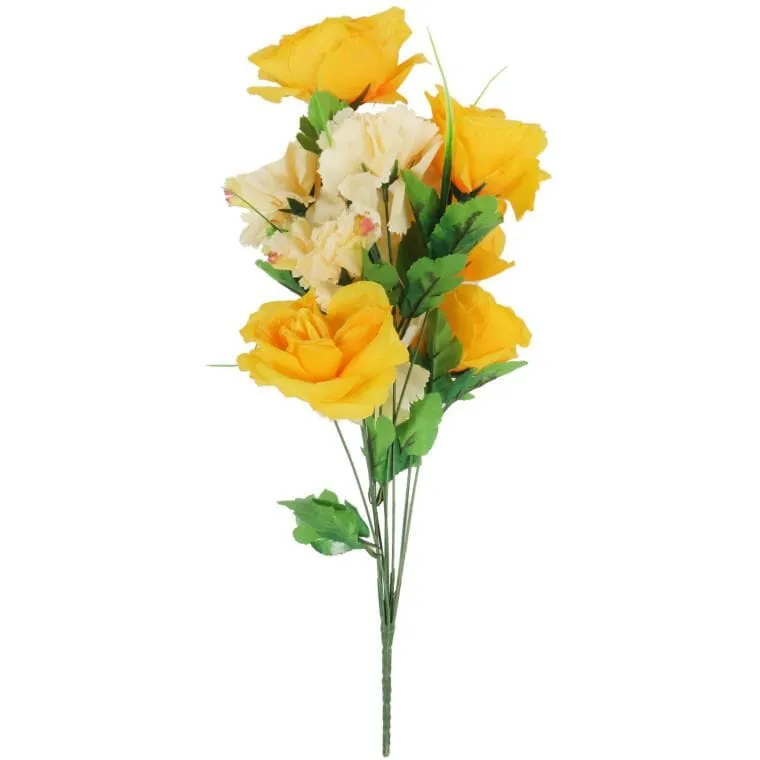 Bukiet Mix Róże Goźdźiki 52 cm Kolor - Żółty