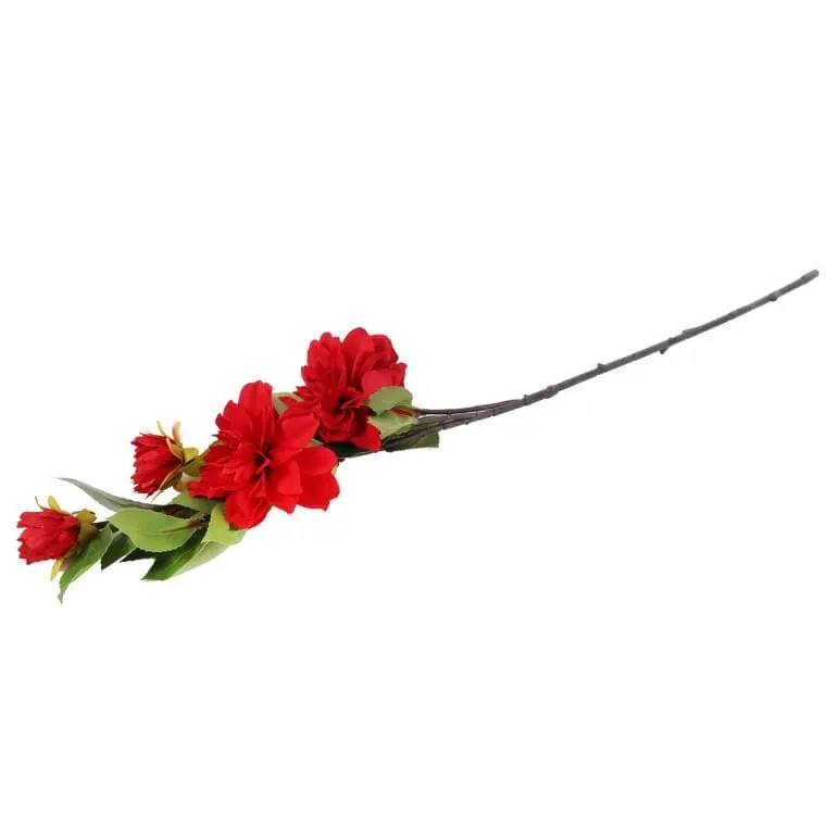 Sztuczna Gałązka Kwiatów Dalii W Kolorze Czerwonym 93 cm