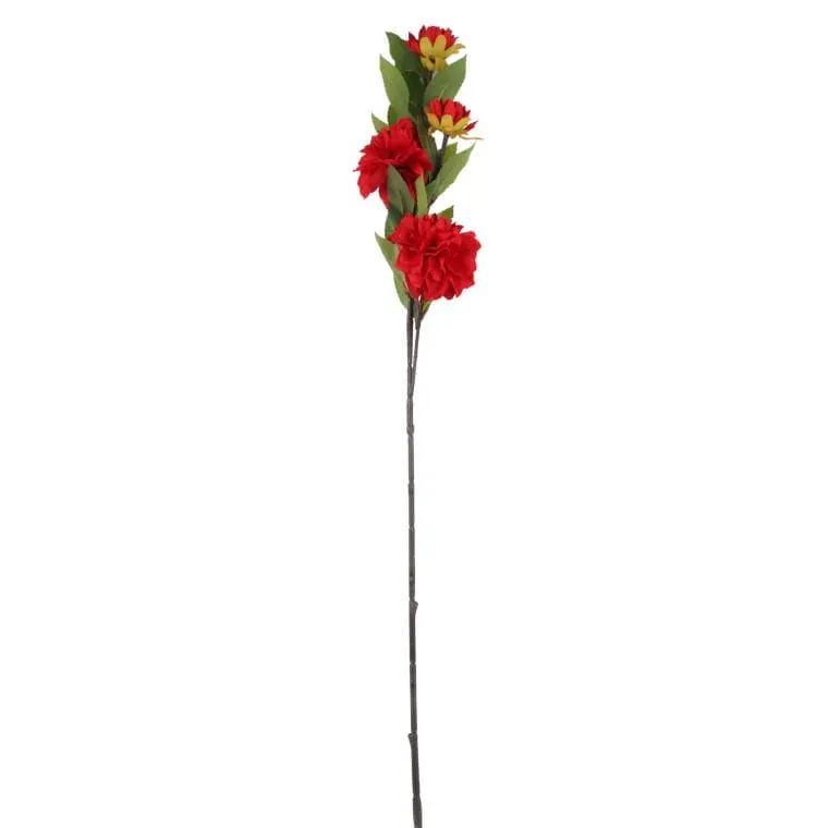 Sztuczna Gałązka Kwiatów Dalii W Kolorze Czerwonym 93 cm