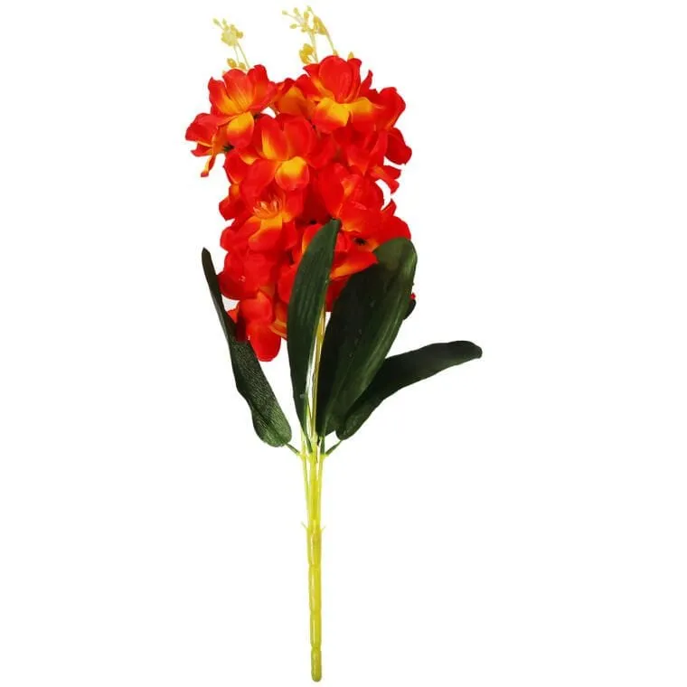 Sztuczne Storczyki W Kolorze Pomarańczowy - Bukiet 5 Sztuk, Wysokość 58cm
