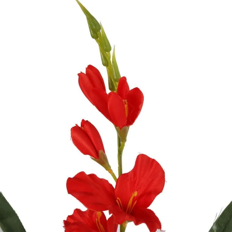Sztuczna Gałązka Kwiatu Gladioli W Kolorze Czerwonym 78 cm