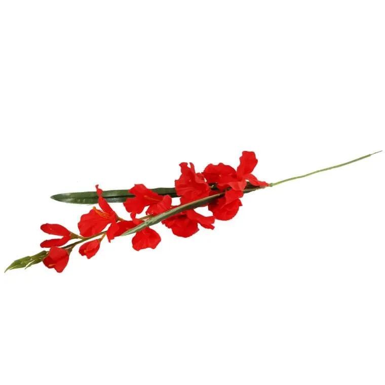 Sztuczna Gałązka Kwiatu Gladioli W Kolorze Czerwonym 78 cm