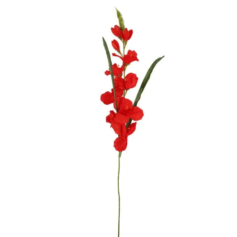 Sztuczna Gałązka Kwiatu Gladioli W Kolorze Czerwonym 78 cm