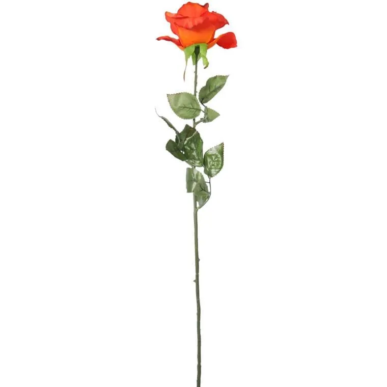 Sztuczna Gałązka Róży Kolor Pomarańczowy- Dekoracja Wysokość 70 cm