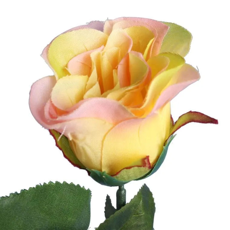 Sztuczna Róża W Pąku Różowa- 74 cm - Żółto