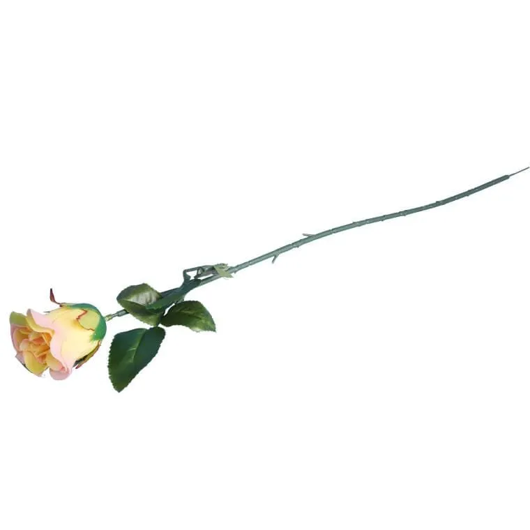Sztuczna Róża W Pąku Różowa- 74 cm - Żółto