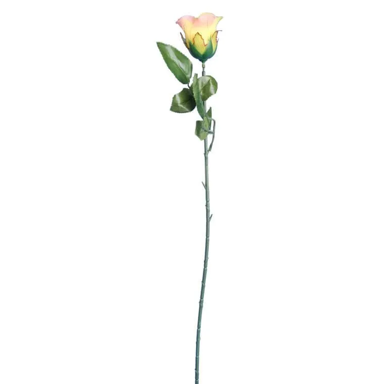 Sztuczna Róża W Pąku Różowa- 74 cm - Żółto