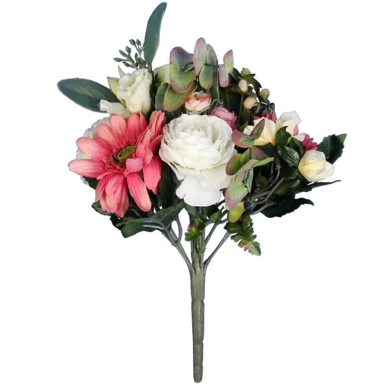 Elegancki Sztuczny Bukiet Róż I Gerber 30 cm